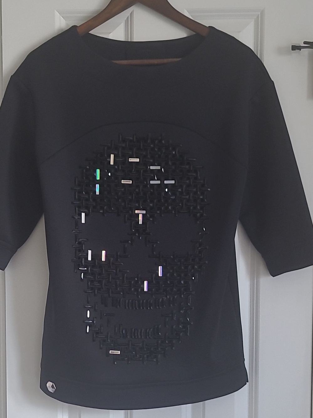 Philipp Plein Black Kids Skull Embellished Short-Sleeve Sweatshirt